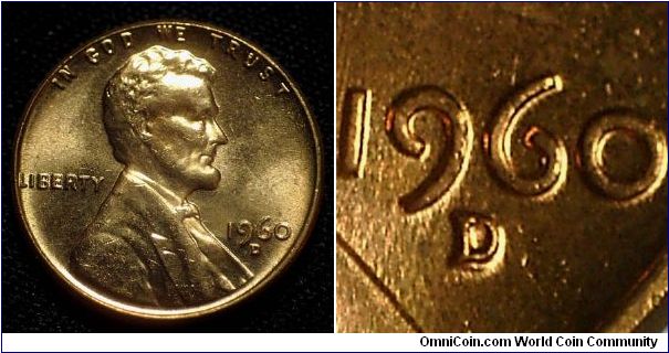 1960D Lincoln Cent, A secondary Horizontal Bar inside the Primary and a Lower Loop Shows on this Re-punched Mint Mark