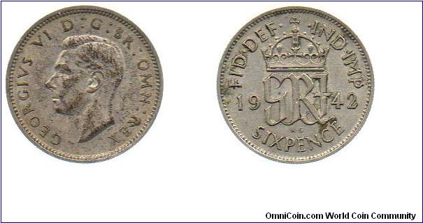 1942 sixpence