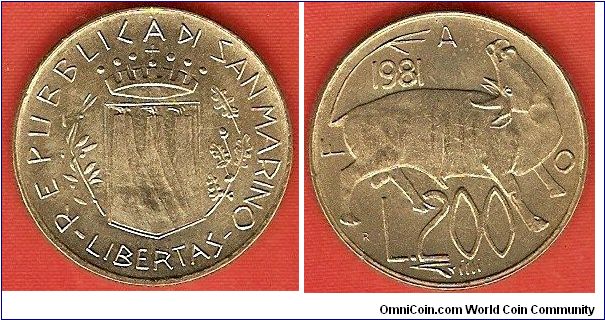 200 lire
FAO issue
aluminum-bronze