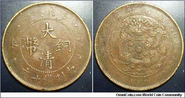 China 1907 10 cash. Has a bronze look to it.