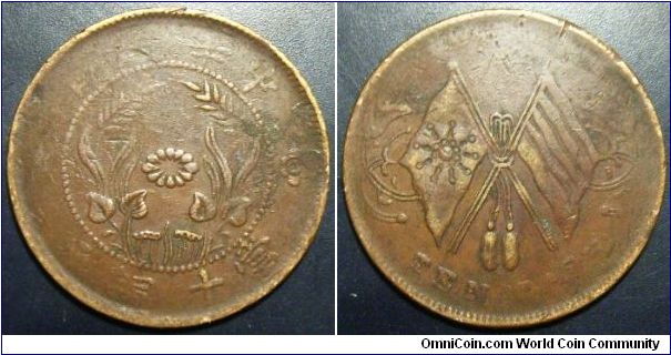 China ~1912 10 cash coin. Struck in Henan province. 