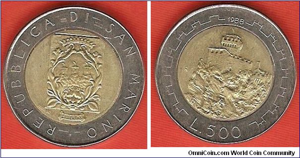 500 lire
fortifications
bimetal coin