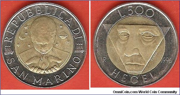 500 lire
Hegel
bimetal coin