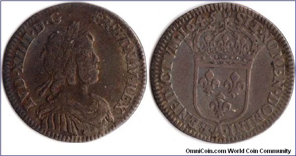 1645 1/12th Ecu (rose)Paris mint.