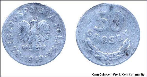 Poland, 50 groszy, 1959, Al, People's Republic of Poland.                                                                                                                                                                                                                                                                                                                                                                                                                                                           