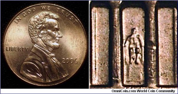 2006 Lincoln Cent, Doubling of The Knees of the Statue to the Southeast