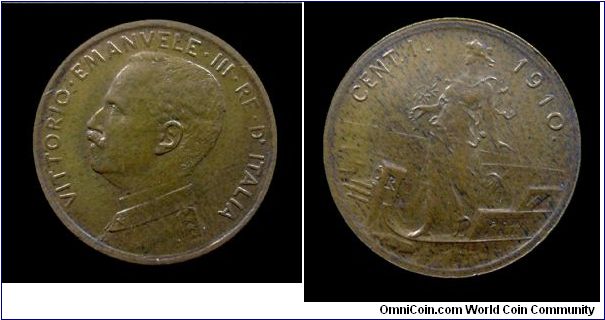 Kingdom of Italy - Victor Emmanuel III - 1 Cent. Italy/Prow - Copper