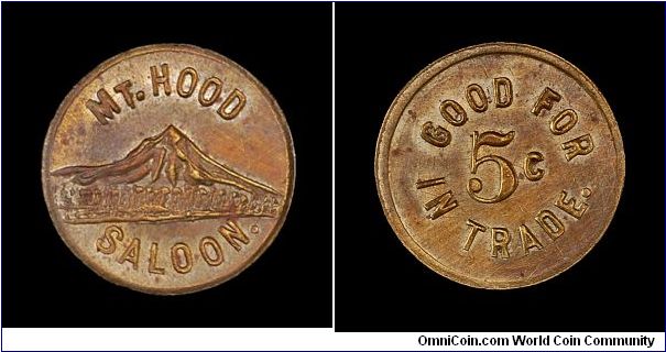 The Mt. Hood Sallon token is attributed to The Dalles.