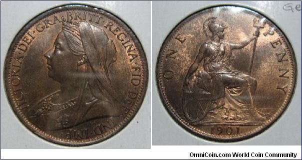 Victorian large cent, red and brown.