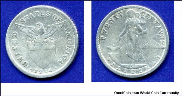 20 centavos.
American Philippines.
'S'- San-Francisco mint.


Ag750f. 4,0gr.