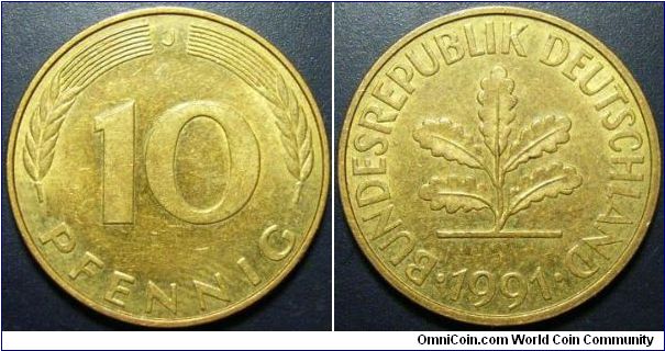 Germany 1991 10 pfennig, mintmark J.