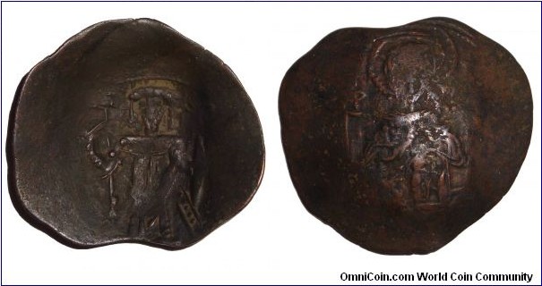 THESSALONICA (KINGDOM)~AE Trachy 1204-1224 AD. Byzantine style coin from the Latin Empire.