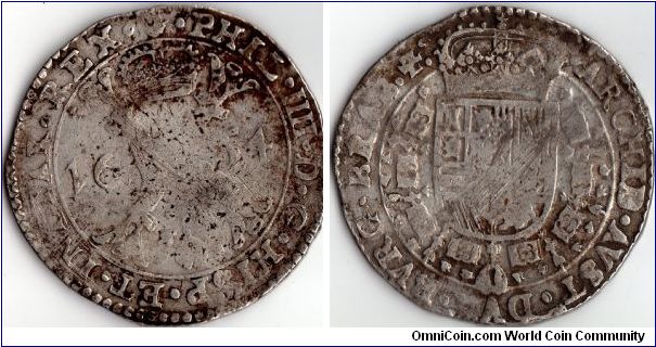 1654 silver Patagon from Flanders in the Brabant,Spanish Netherlands.