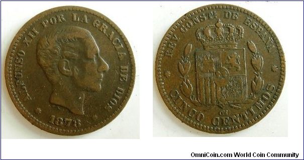 5 centimos
Alfonso XII
OM mint mark