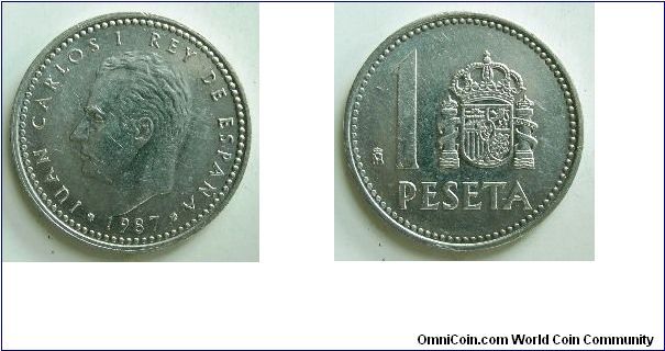 1 peseta,
Juan Carlos I, 
M mint mark (Madrid)