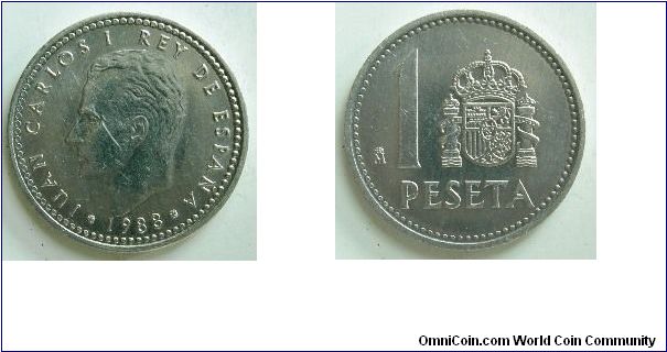 1 peseta,
Juan Carlos I, 
M mint mark (Madrid)