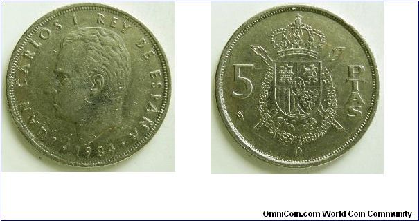 5 pesetas, 
Juan Carlos I, 
M mint mark (Madrid)