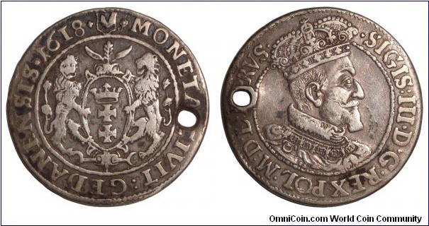 GDANSK/DANZIG (MUNICIPAL)~1 Orte 1618. Under King: Sigusmund III of Poland.