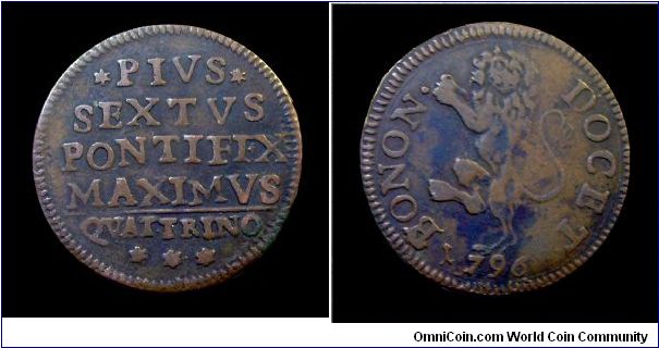 Papal States - Pius VI - 1 Quattrino (Bologna mint) - Copper