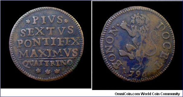 Papal States - Pius VI - 1 Quattrino (Bologna mint) - Copper
