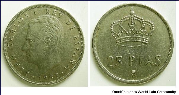 25 pesetas,
Juan Carlos I,
M mint mark (Madrid)