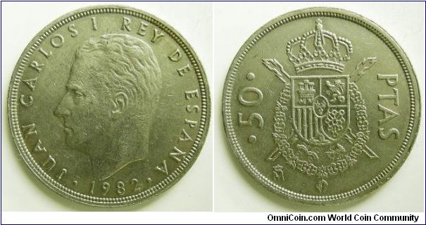 50 pesetas,
Juan Carlos I,
M mint mark (Madrid)