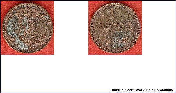 Grand Duchy under Russian sovereignty
1 penni
Alexander III
copper