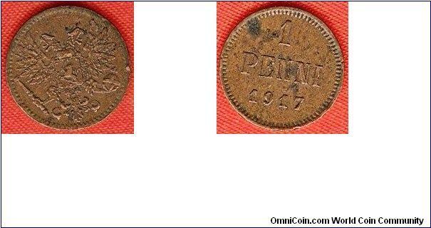 Kerenski Government issue 1 penni
copper