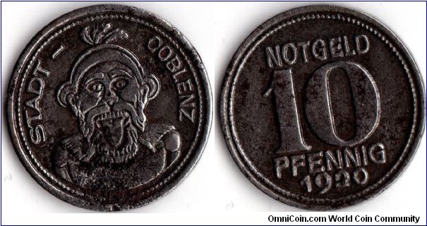 Coblenz 10 pfennig 1920 (notgeld).