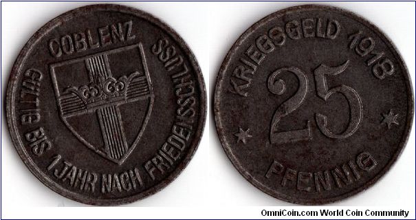 Coblenz 25 pfennig 1918 (notgeld).