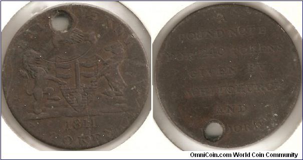 Bath Penny token. S. Whichurch and W. Dore.
