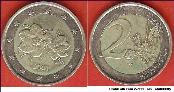 2 euro
cloudberry flowers
bimetallic coin