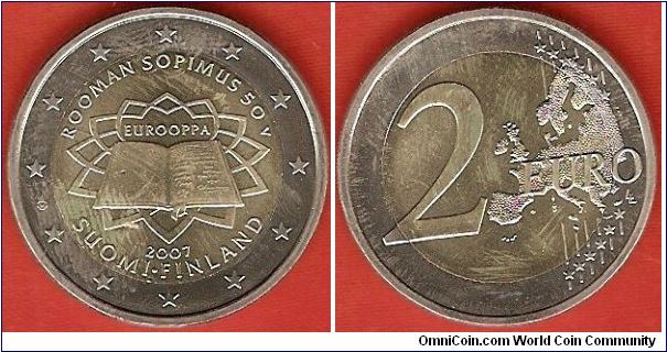 2 euro
50th anniversary Treaty of Rome
new map of Europe
bimetallic coin