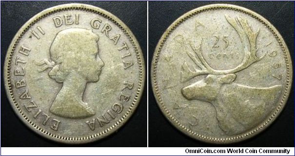 Canada 1957 25 cents.