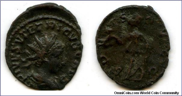 Tetricus II 271-4ad 
Antoninianus
Font IMP C TETRICVS PF AVG, Tertricus facing right ?SPES PVBLICA,
Rev Spes walking left, Holding A Flower And Raising her skirt