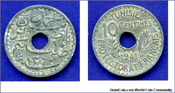 10 centimes.
Tunisie.
Protectorat Francais.


Zn.