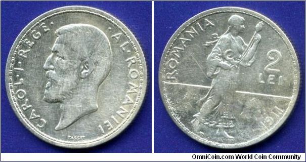 2 Lei.
Kingdom of Romania.
King Carol I (1881-1914).
Mintage 1,000,000 units.


Ag835f. 10,0gr