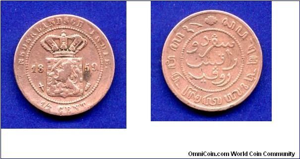 1/2 cent.
Netherlads India.
William III (1849-1890).


Cu.