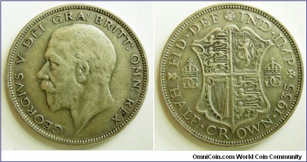 1935, Great Britain Half Crown, 
George V, 
Spink 4037.