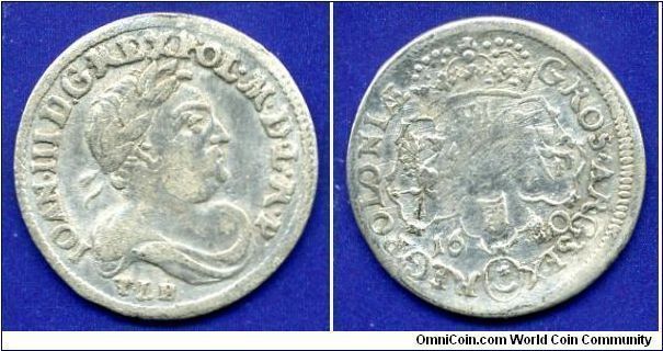 6 groshey (Shostack).
Rech Pospolita.
Iohann III Sobeski (1674-1696) King of Poland & Great Prince Lithuanian.
'TLB' - Titus Livius Boratini - work on Krakow mint in 1658-1685.


Ag250f. 3,2gr.