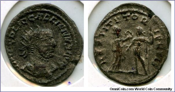 Gallienus 
Joint reign with Valerian 253-260ad sole reign 260-268ad  
Antoninianus
Antioch mint 255-6ad
IMP C P LIC GALLIENVS AVG, radiate, 
draped & cuirassed bust r
RESTITVT ORIENTIS, woman (the Orient?) standing r. presenting 
wreath to emperor standing l. with 
sceptre