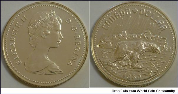 Canada, 1 dollar, 1980 Centenary of the Transfer of the Arctic Territories from Great Britain to Canada, silver dollar