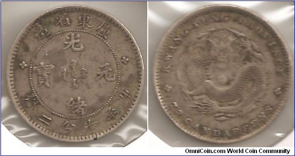 Kwang Tung. 10 Cents. 1875-1908.