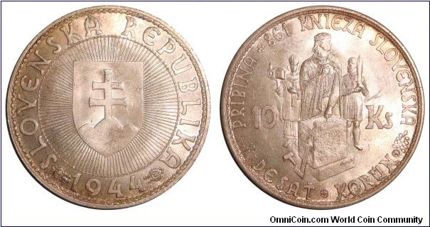 SLOVAKIA~10 Koruna 1944.