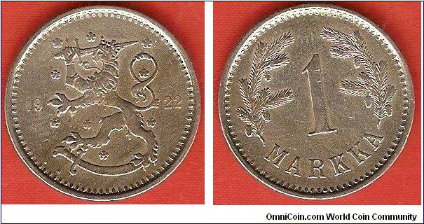 1 markka 
copper-nickel 
Copenhagen Mint