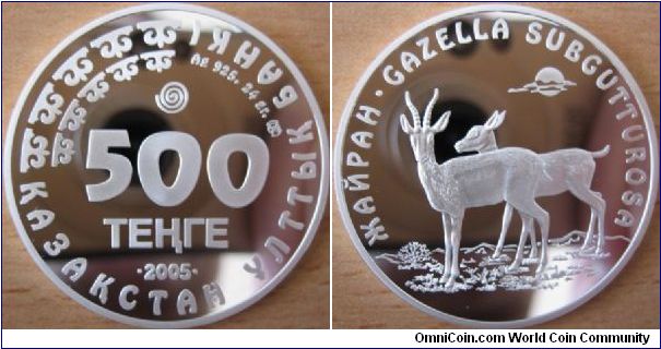 500 Tenge - Gazella - 24 g Ag .925 Proof - mintage 3,000