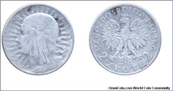 Poland, 2 zlote, 1934, Ag, 4.4g, Republic of Poland.                                                                                                                                                                                                                                                                                                                                                                                                                                                                