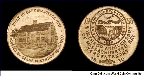 Winthrop Anniversary, Massachusetts Bay Tercentenary.