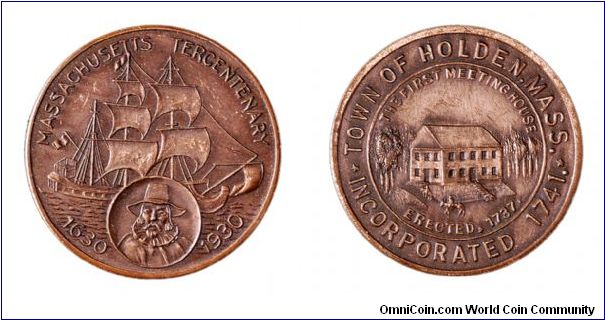Holden commemorative medal, Massachusetts Bay Tercentenary.