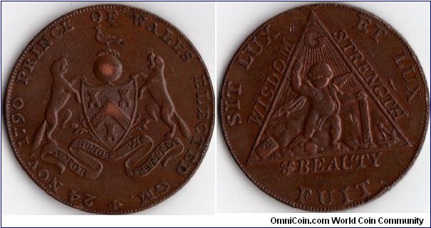 Middlesex Half Penny, Masonic - 1794 edge.